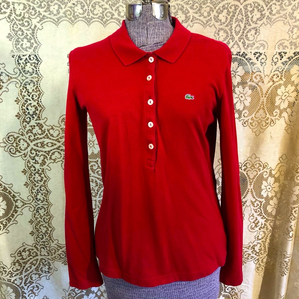 Red Lacoste Long-sleeve Polo 42